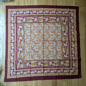 vintage 90s hair neck scarf orange red paisley made in Italy 34" x 34.5" square